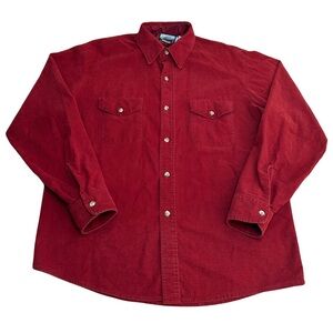 Vintage 80s Fieldmaster Red Chamois Long Sleeve Flannel Shirt Men Large USA Made